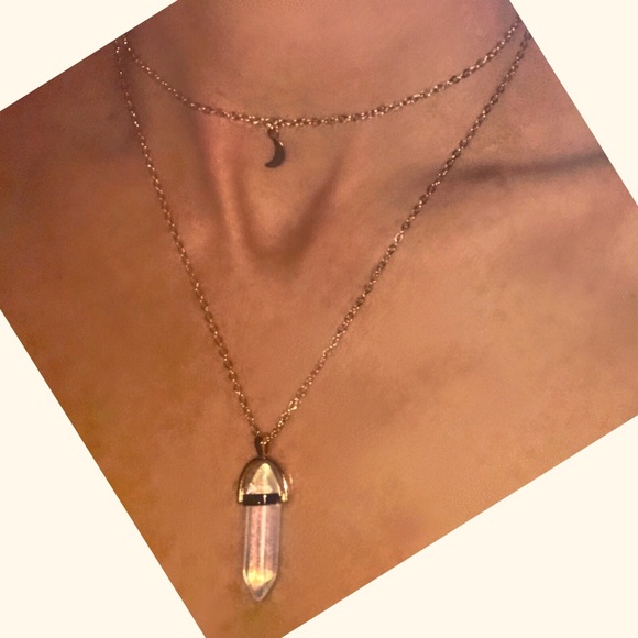 Double Layer Crystal Moon Choker Necklace - Picture 5 of 6